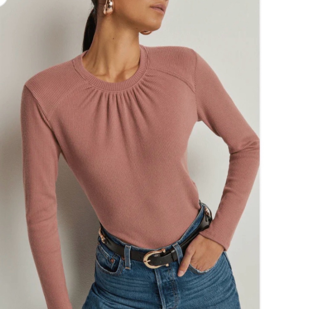 Nation LTD Ribbed Long Sleeve Top - Mauve